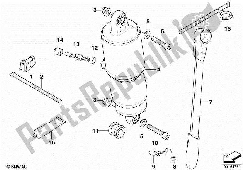 Todas las partes para Puntal De Resorte, Trasero de BMW HP2 Enduro K 25 H 20 2005 - 2007