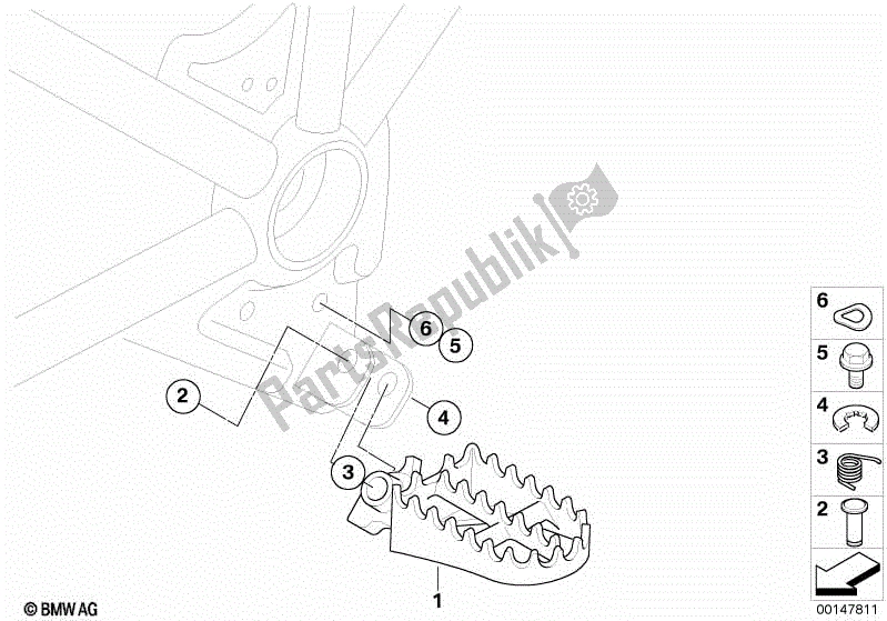 Toutes les pièces pour le Repose-pied, Avant du BMW HP2 Megamoto K 25 H 20 2007 - 2008