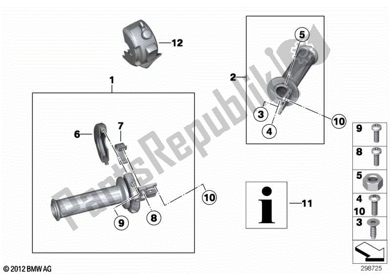 Toutes les pièces pour le Poignée De Guidon, Chauffante du BMW HP2 Megamoto K 25 H 20 2007 - 2008