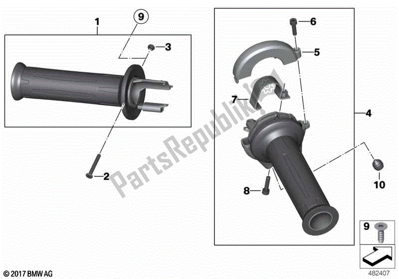 Toutes les pièces pour le Poignées De Guidon Non Chauffées du BMW HP2 Megamoto K 25 H 20 2007 - 2008