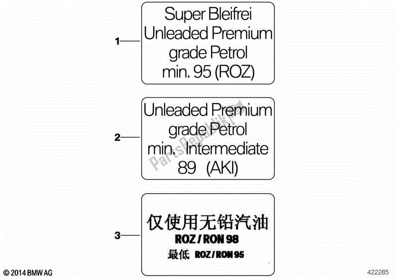 Todas las partes para Etiqueta De Aviso Para Combustible de BMW HP2 Megamoto K 25 H 20 2007 - 2008