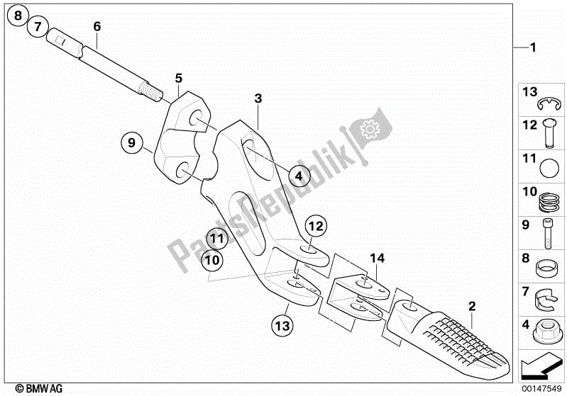 Todas las partes para Reposapiés Para Pasajeros de BMW HP2 Megamoto K 25 H 20 2007 - 2008