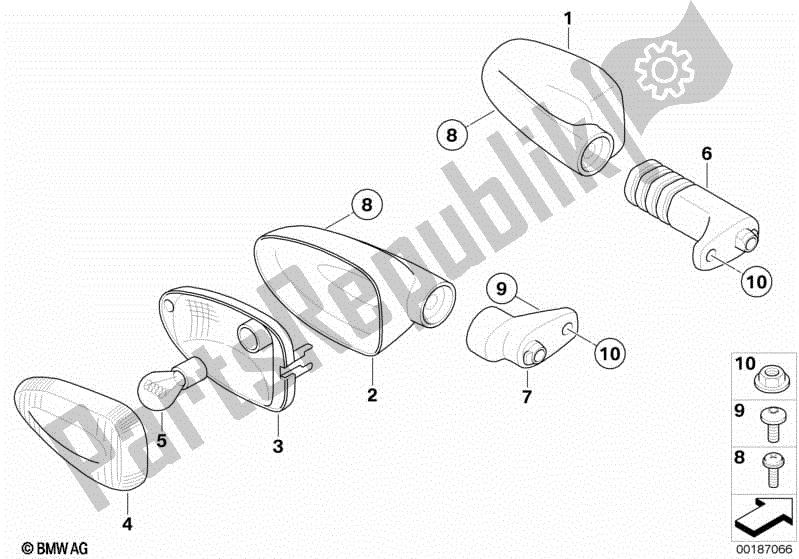 Toutes les pièces pour le Feux Indicateurs De Direction Blancs du BMW HP2 Megamoto K 25 H 20 2007 - 2008