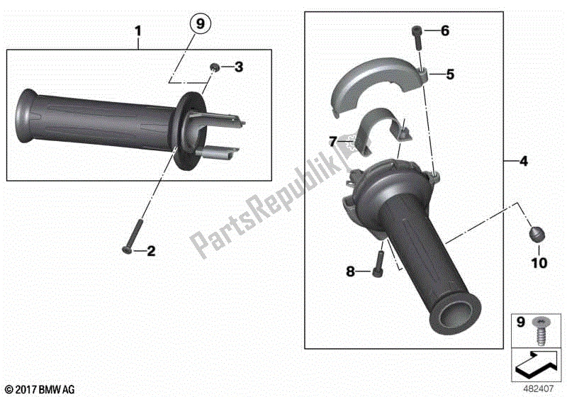 Todas las partes para Puños Del Manillar Sin Calefacción de BMW HP2 Sport K 29 20 2008 - 2010