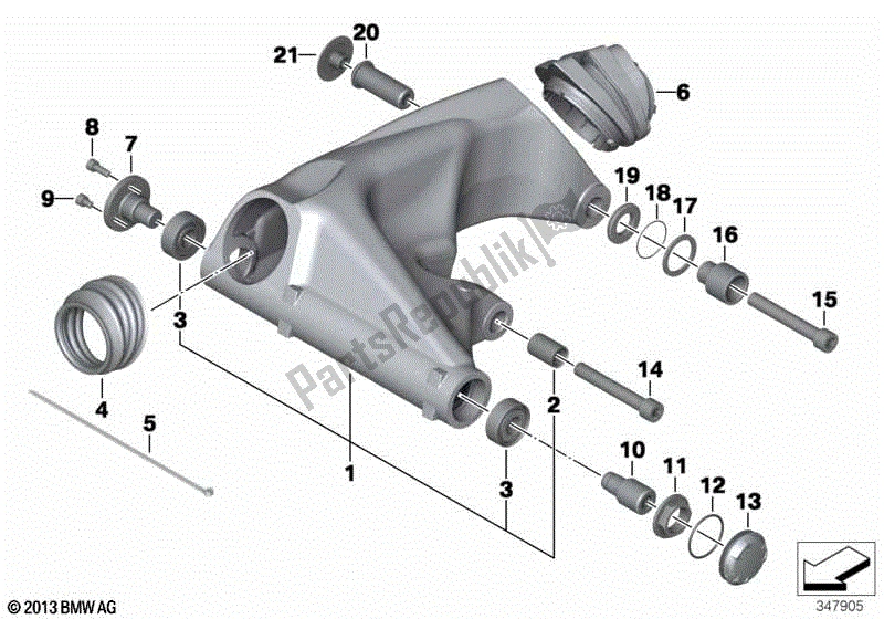 Todas las partes para Brazo Basculante De La Rueda Trasera de BMW HP2 Sport K 29 20 2008 - 2010