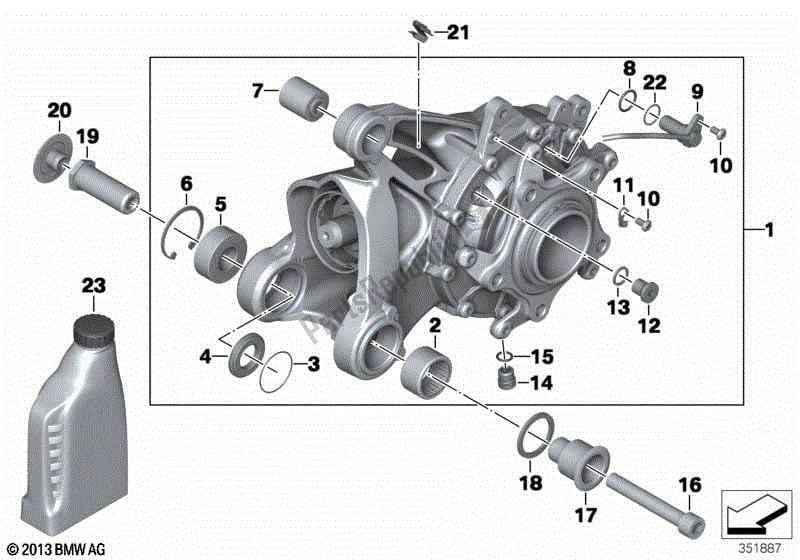 Todas las partes para Caja De Cambios En ángulo Recto, Trasera de BMW HP2 Sport K 29 20 2008 - 2010