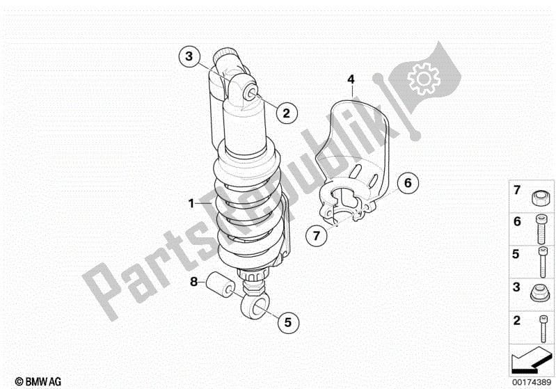 Todas las partes para Resorte Deportivo Puntal Trasero de BMW HP2 Sport K 29 20 2008 - 2010