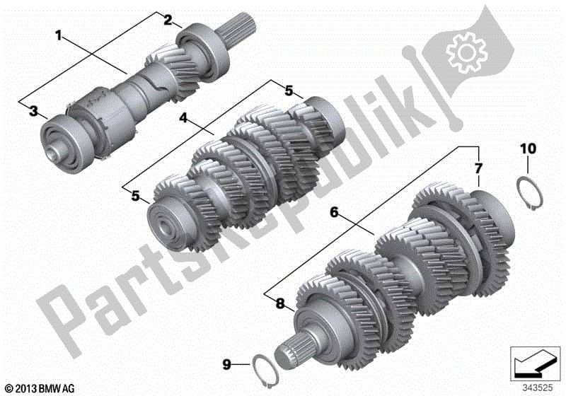 Alle onderdelen voor de Transmissieassen van de BMW HP2 Sport K 29 20 2008 - 2010