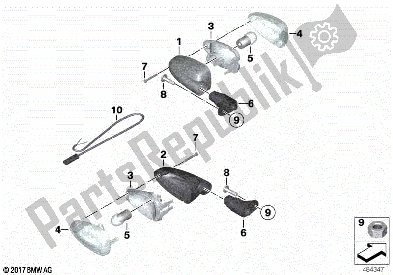 Alle onderdelen voor de Witte Richtingaanwijzers van de BMW HP2 Sport K 29 20 2008 - 2010