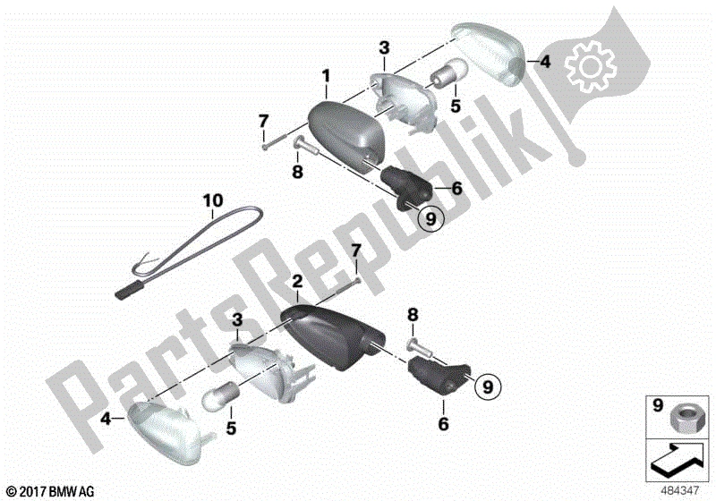 Todas las partes para Luces Indicadoras De Dirección Blancas de BMW HP2 Sport K 29 20 2008 - 2010