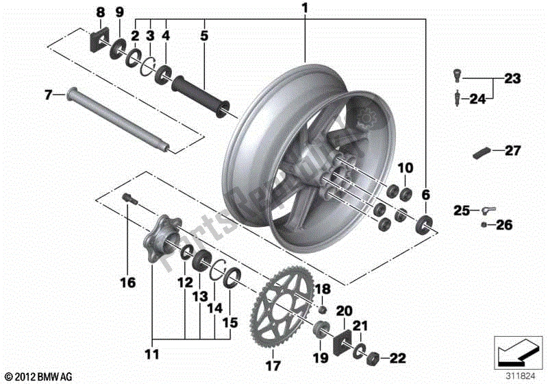 Toutes les pièces pour le Roue Forgée, Arrière du BMW HP4 K 42 40 2012 - 2014