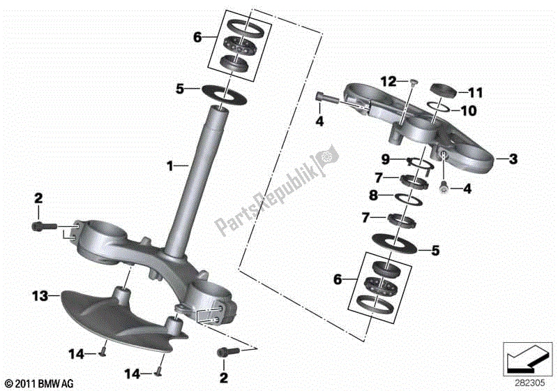 Alle onderdelen voor de Vorkbrug van de BMW HP4 K 42 40 2012 - 2014