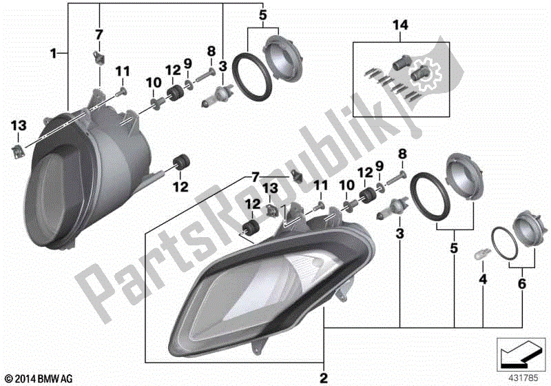 Alle onderdelen voor de Koplamp van de BMW HP4 K 42 40 2012 - 2014