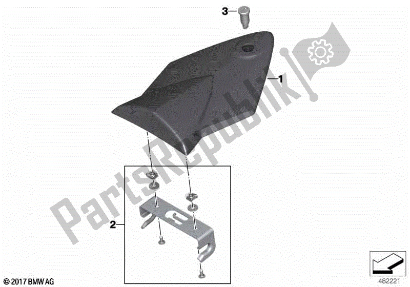 Alle onderdelen voor de Hp Koolstofvezel Staartbultafdekking van de BMW HP4 K 42 40 2012 - 2014