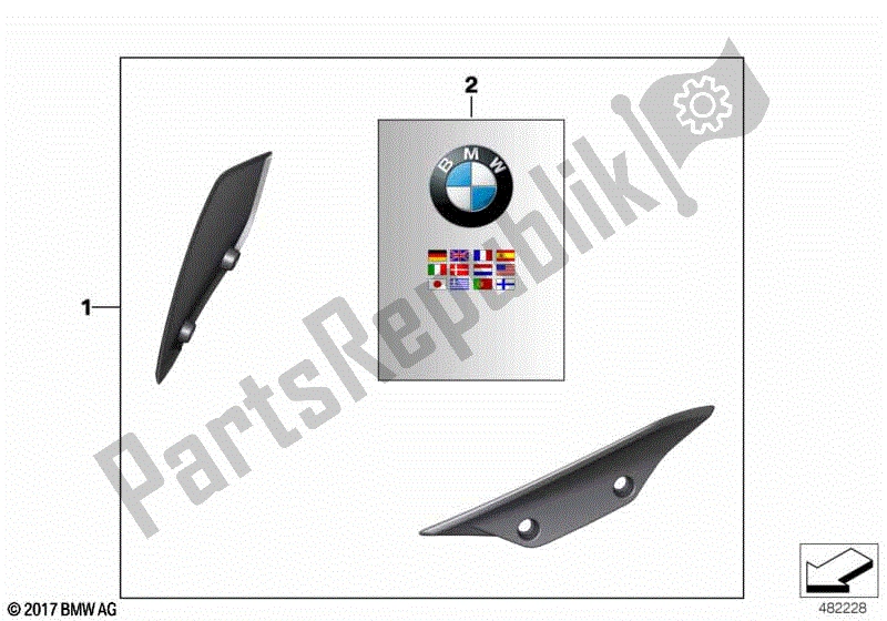 All parts for the Hp Carbon Wind Deflector of the BMW HP4 K 42 40 2012 - 2014