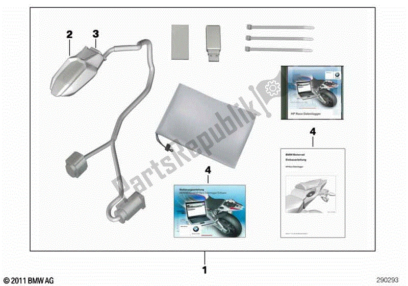 Alle onderdelen voor de Hp Race Datalogger van de BMW HP4 K 42 40 2012 - 2014