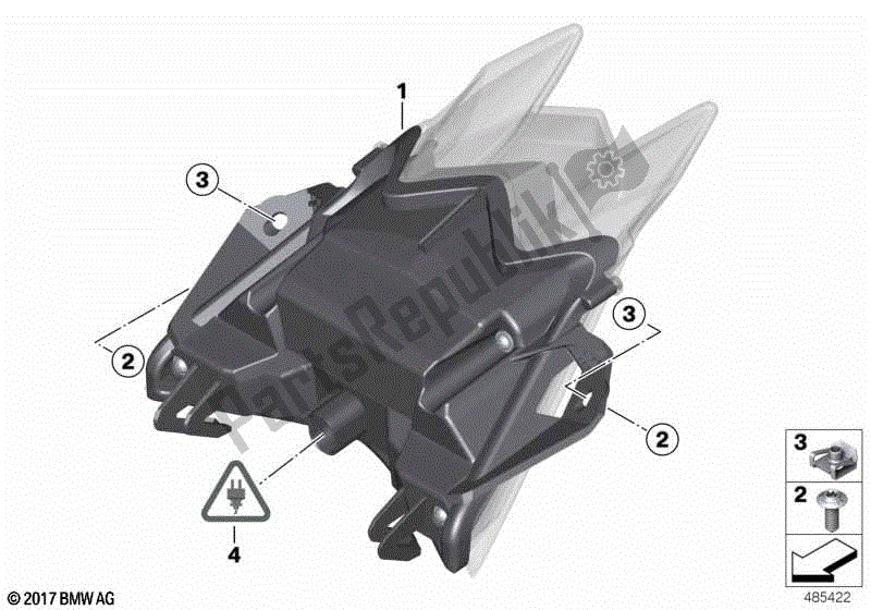 Alle onderdelen voor de Led Achterlicht van de BMW HP4 K 42 40 2012 - 2014