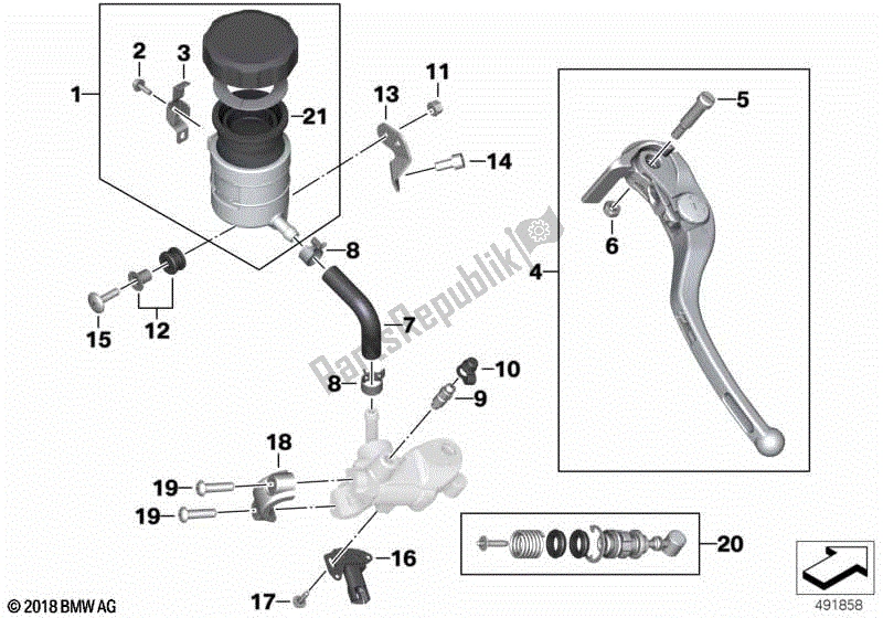 Alle onderdelen voor de Losse Onderdelen, Parkeerrem Montage van de BMW HP4 K 42 40 2012 - 2014