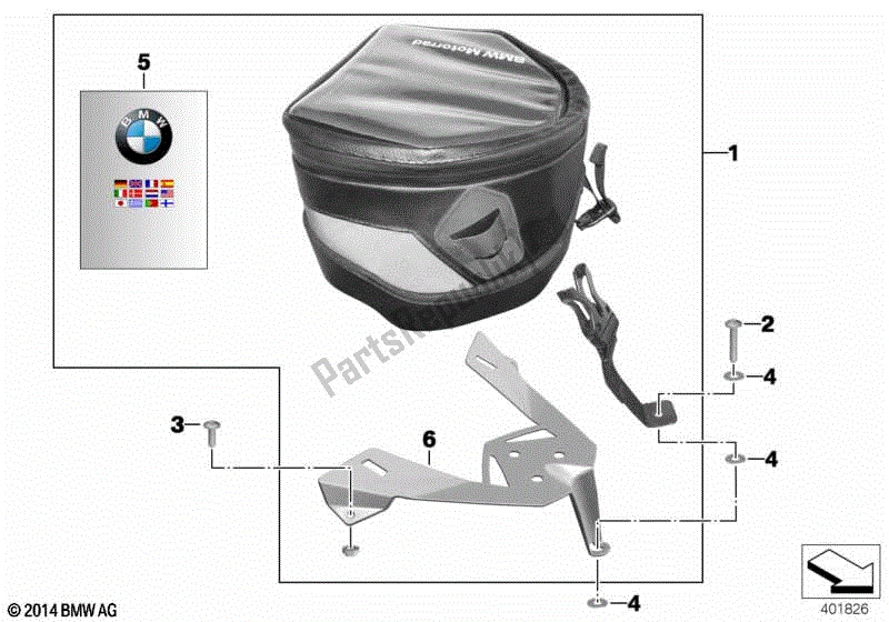 Alle onderdelen voor de Tanktas van de BMW HP4 K 42 40 2012 - 2014