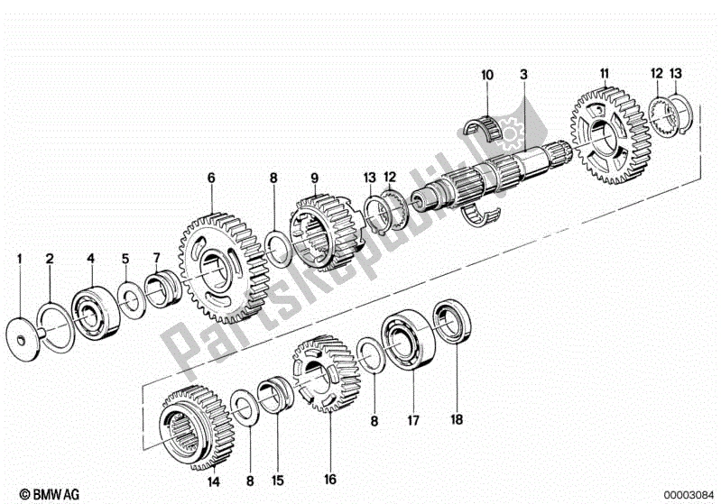 Todas las partes para Eje De Salida De Transmisión De 5 Velocidades de BMW K1  89V1 1000 1989 - 1992