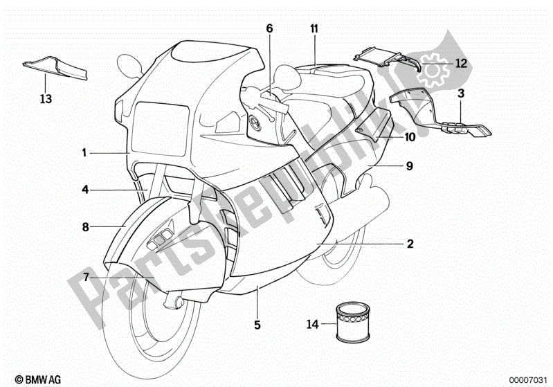 Toutes les pièces pour le Pièces Peintes 657 Lagunablau du BMW K1  89V1 1000 1989 - 1992