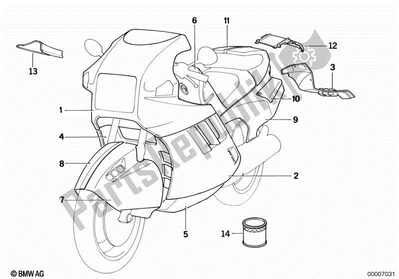 Toutes les pièces pour le Pièces Peintes 690 Seidenblau du BMW K1  89V1 1000 1989 - 1992