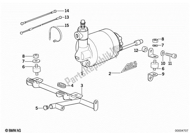 Alle onderdelen voor de Drukmodulator Van Anti-blokkersysteem van de BMW K1  89V1 1000 1989 - 1992