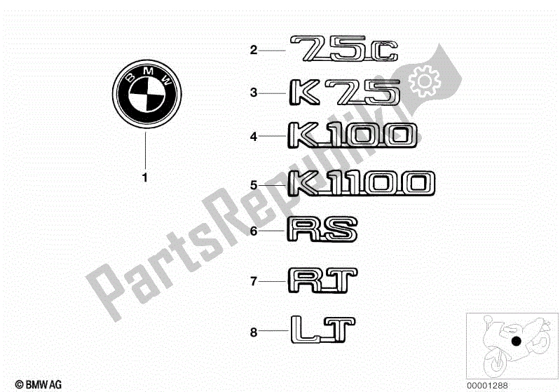 Todas las partes para Insignia de BMW K 100  589 1000 1984 - 1996