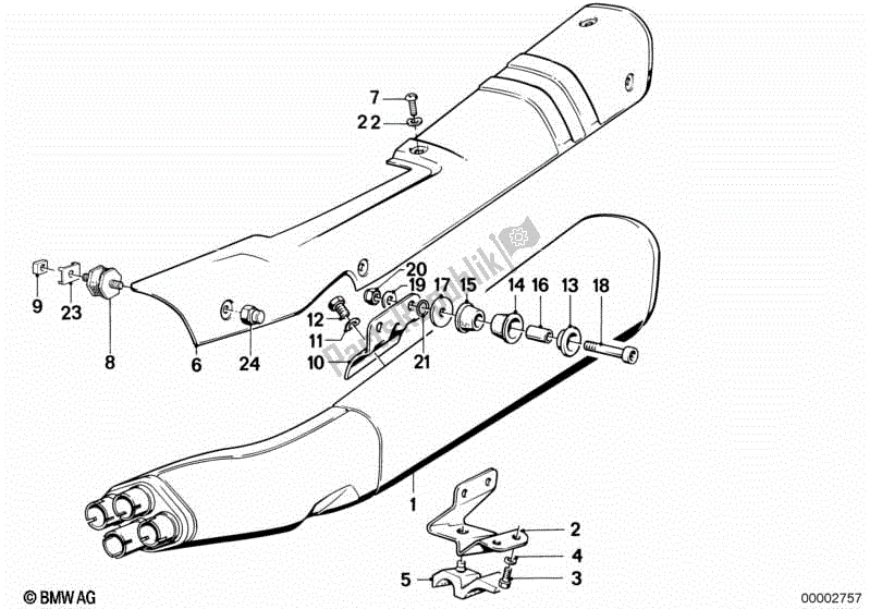 Todas las partes para Sistema De Escape de BMW K 100  589 1000 1984 - 1996