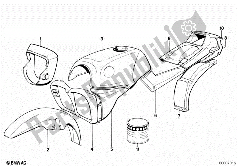 Todas las partes para Piezas Pintadas 617 Diamantgrau de BMW K 100  589 1000 1984 - 1996