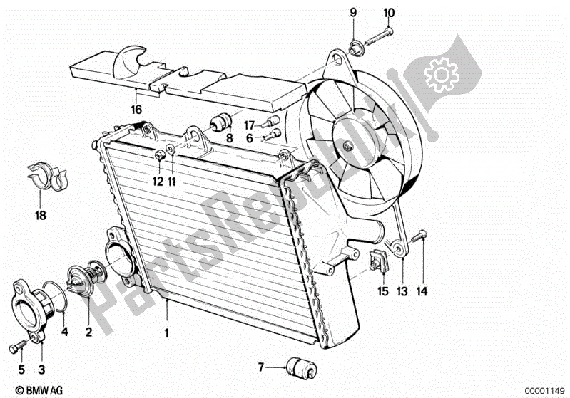 Todas las partes para Radiador - Termostato / Ventilador de BMW K 100  589 1000 1984 - 1996