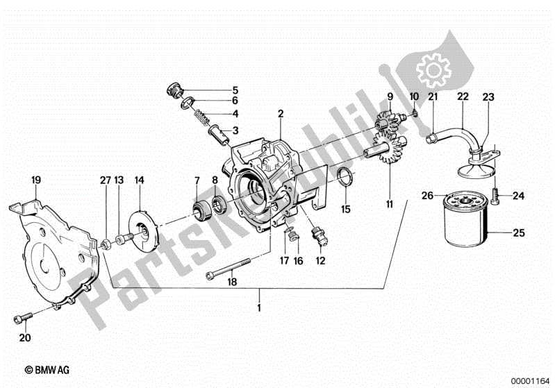Todas las partes para Bomba De Agua / Bomba De Aceite - Filtro De Aceite de BMW K 100  589 1000 1984 - 1996