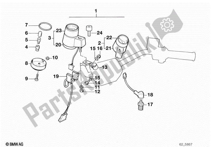 Todas las partes para Instrumentos Adicionales de BMW K 100 LT  589 1000 1986 - 1991