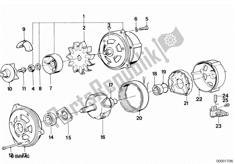 Todas las partes para Alternador, Piezas Individuales de BMW K 100 LT  589 1000 1986 - 1991