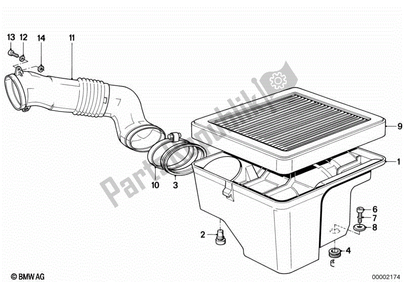 Todas las partes para Caja Del Filtro De Aire Inferior / Filtro De Aire de BMW K 100 LT  589 1000 1986 - 1991