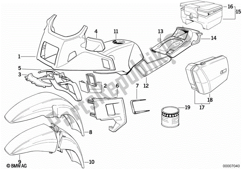 Todas las partes para Piezas Pintadas 676 Perlgr? N de BMW K 100 LT  589 1000 1986 - 1991