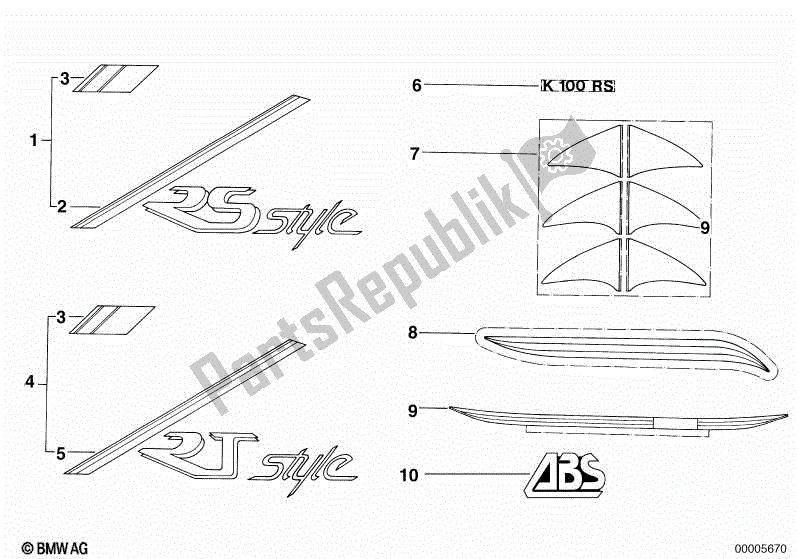 Todas las partes para Etiqueta Adhesiva de BMW K 100 LT  589 1000 1986 - 1991