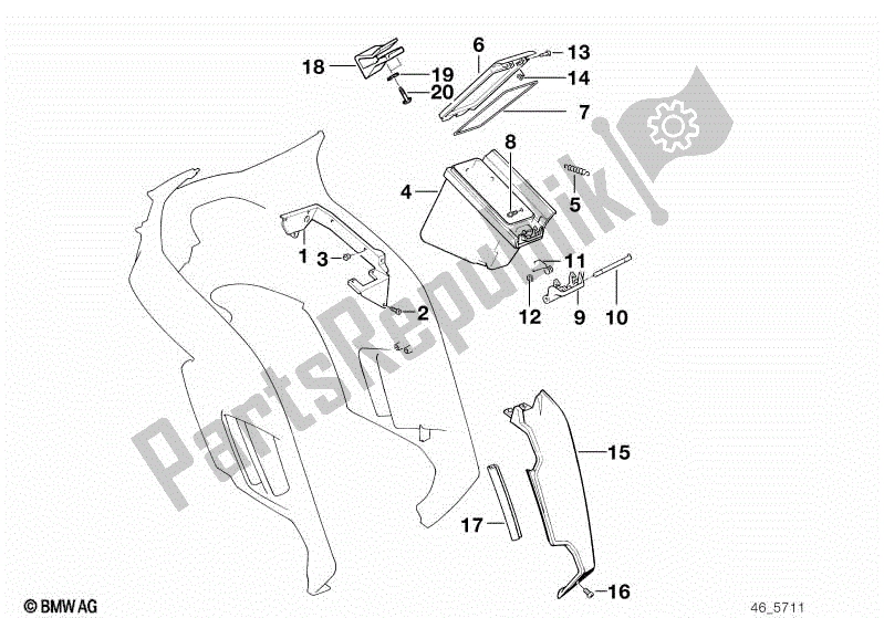 Todas las partes para Bolsillo Lateral Del Panel De Ajuste / Acolchado De Rodilla de BMW K 100 LT  589 1000 1986 - 1991