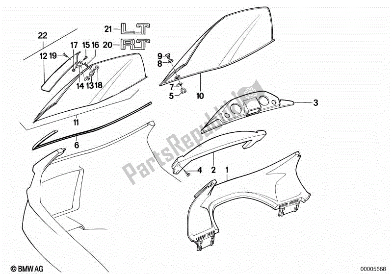 All parts for the Windshield-comfort of the BMW K 100 LT  589 1000 1986 - 1991