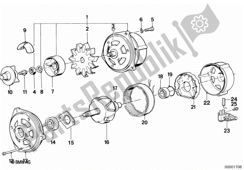 All parts for the Alternator, Individual Parts of the BMW K 100 RS  589 1000 1984 - 1989