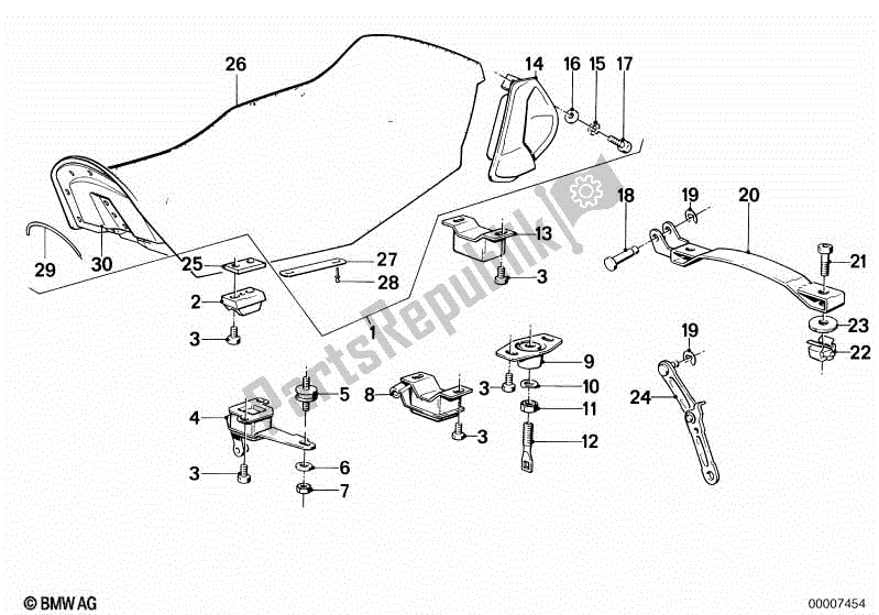 All parts for the Bench Seat of the BMW K 100 RS  589 1000 1984 - 1989