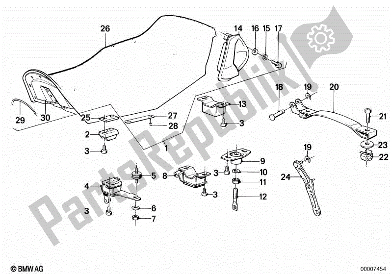 All parts for the Bench Seat of the BMW K 100 RS  589 1000 1984 - 1989