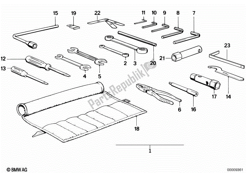 All parts for the Car Tool of the BMW K 100 RS  589 1000 1984 - 1989