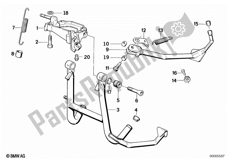 All parts for the Center Stand of the BMW K 100 RS  589 1000 1984 - 1989