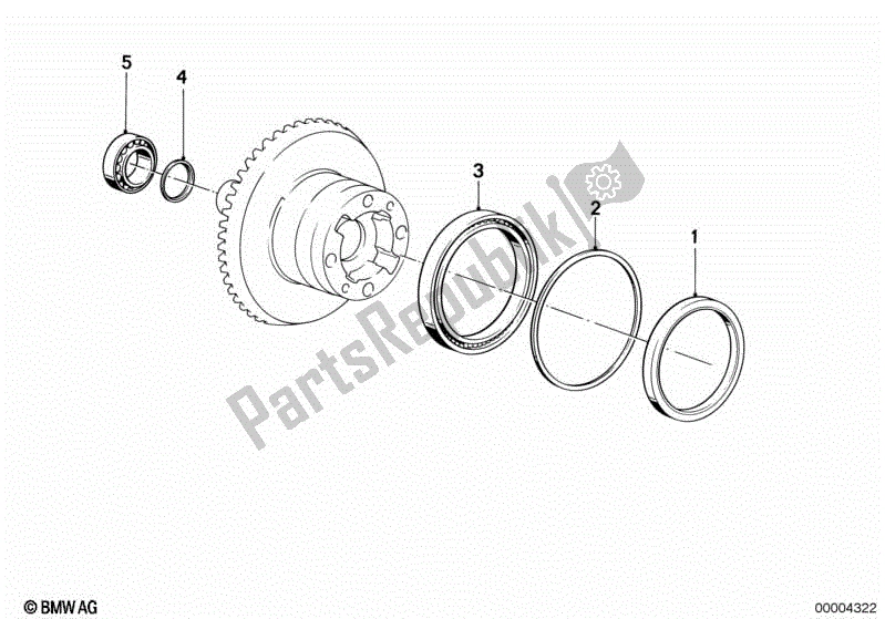All parts for the Crowngear And Spacer Rings of the BMW K 100 RS  589 1000 1984 - 1989