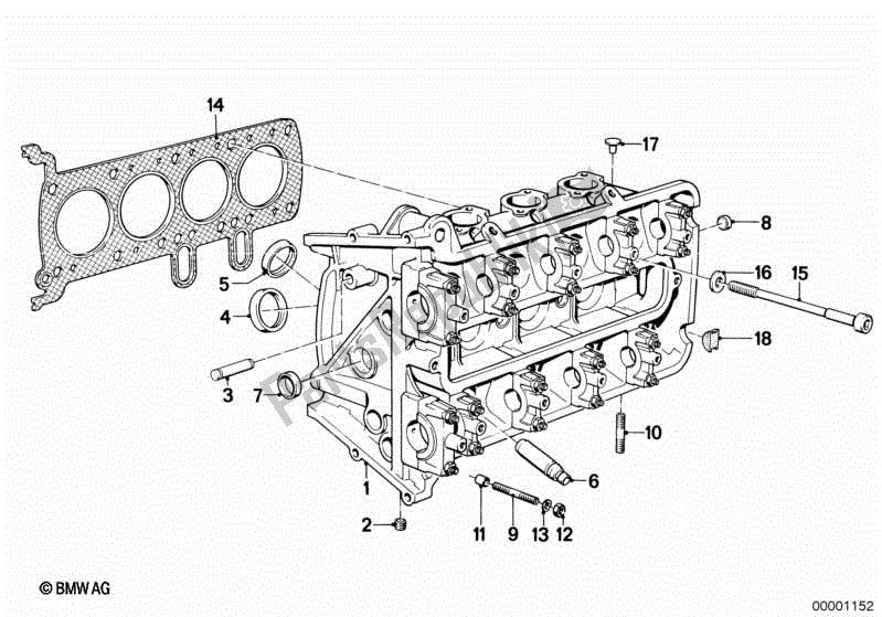 All parts for the Cylinder Head of the BMW K 100 RS  589 1000 1984 - 1989