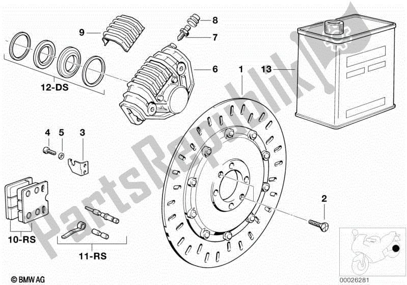 All parts for the Disk Brake, Rear of the BMW K 100 RS  589 1000 1984 - 1989