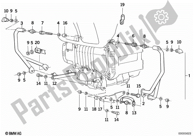 All parts for the Engine Protection Bar of the BMW K 100 RS  589 1000 1984 - 1989