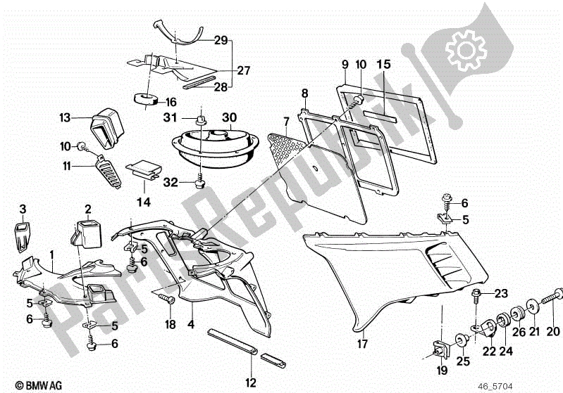 All parts for the Fairing Side Section / Center Part of the BMW K 100 RS  589 1000 1984 - 1989