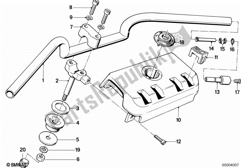 All parts for the Handlebar of the BMW K 100 RS  589 1000 1984 - 1989